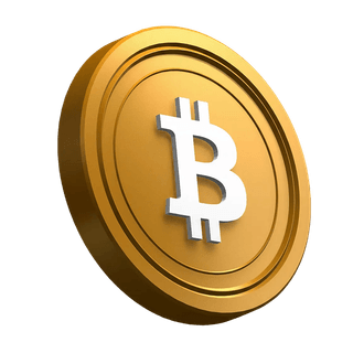 Bitcoin (BTC) inclinée, pièce représentée dans le design de la section hero